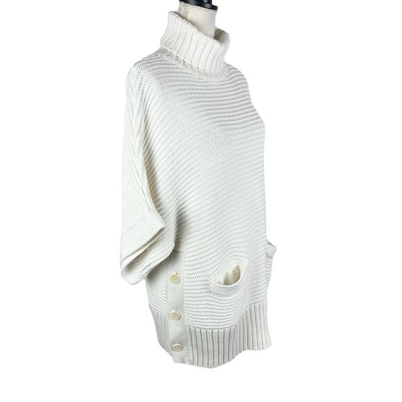 J Crew Turtleneck Poncho Sweater Short Sleeve Ivory Merino Wool Blend Size Small - Picture 3 of 8